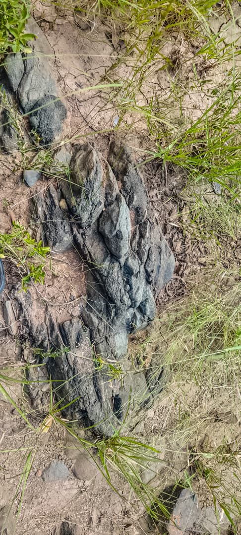 Elongated dark rock formation documented during exploration at Mberengwa